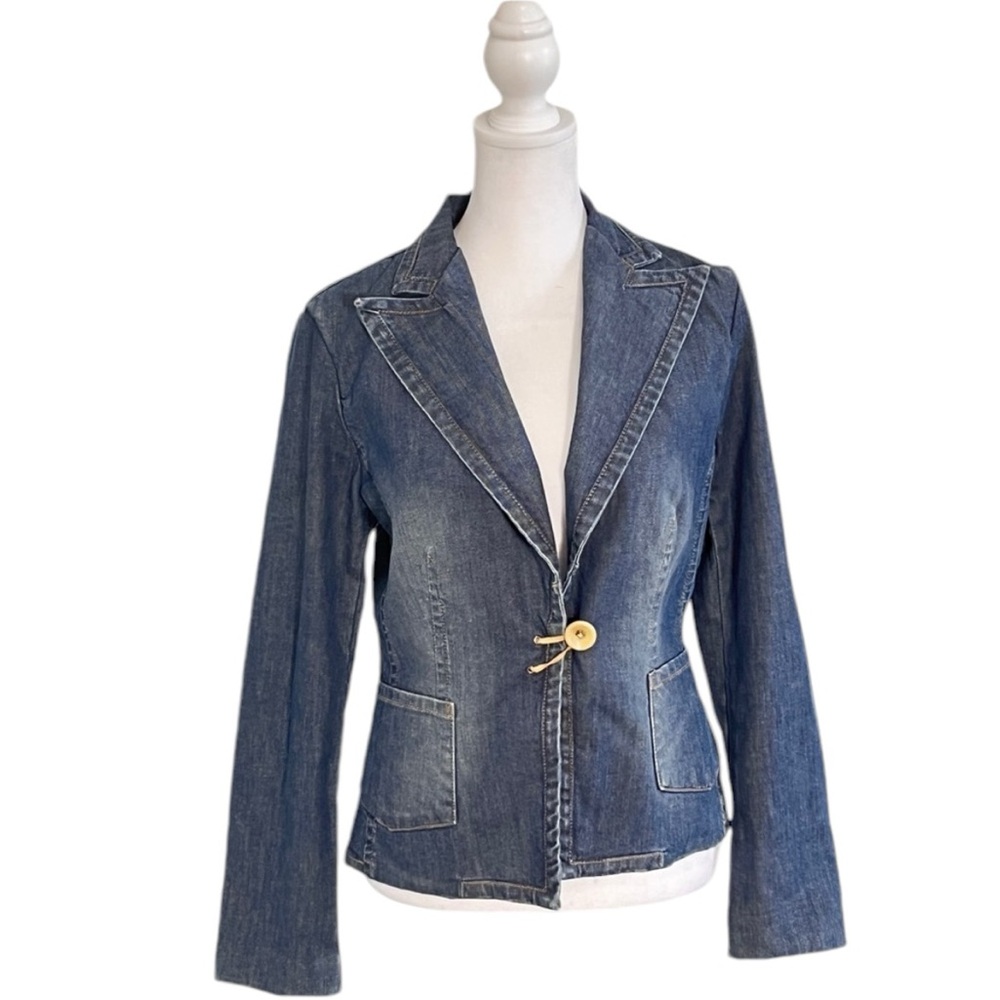 Banana Republic Women's Denim Distressed Jacket Stretch Pockets Size 2